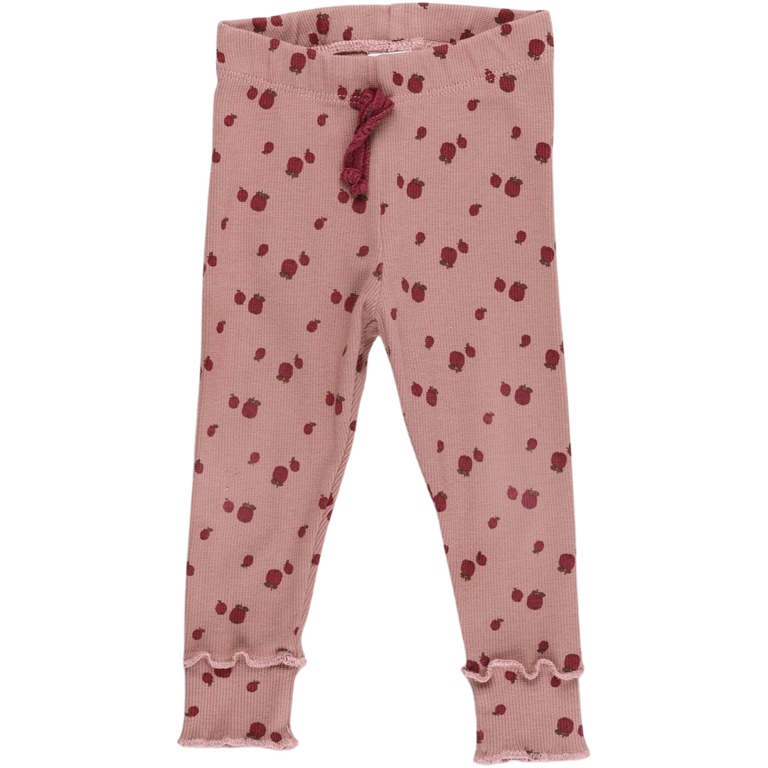 RE-LOVED APPLE leggings med æbler og flæser