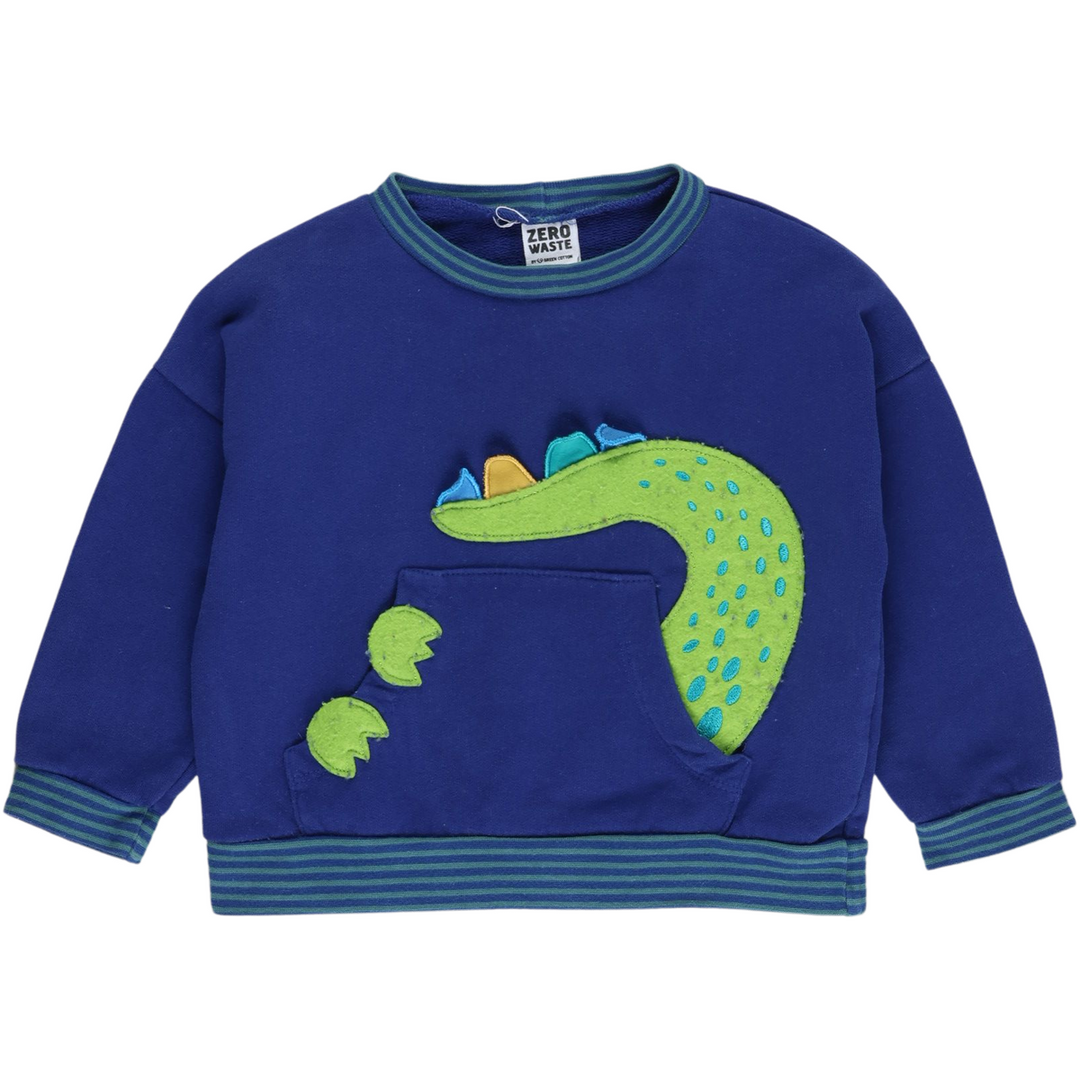 RE-LOVED DINO-hale sweattrøje med lomme