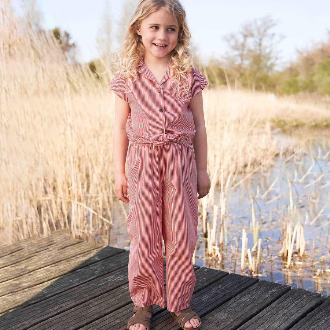RE-LOVED POPLIN STRIPE crop skjorte med bindebånd