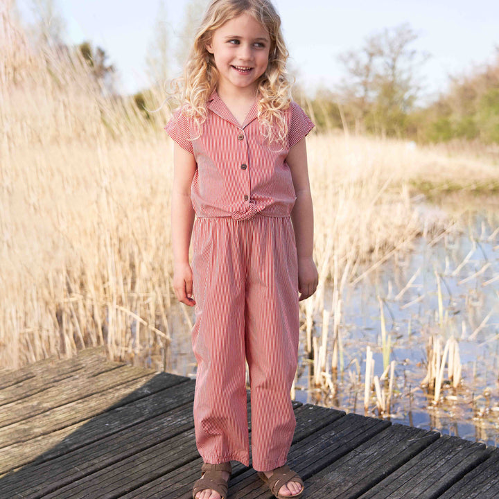 RE-LOVED POPLIN STRIPE crop skjorte med bindebånd