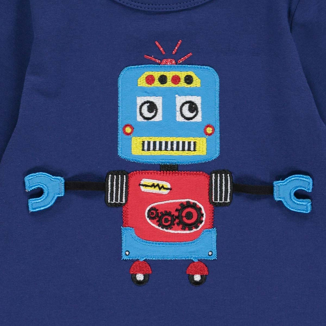 HELLO bluse med en applikation af robot