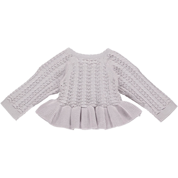 KNIT cardigan i strik med flæsekant