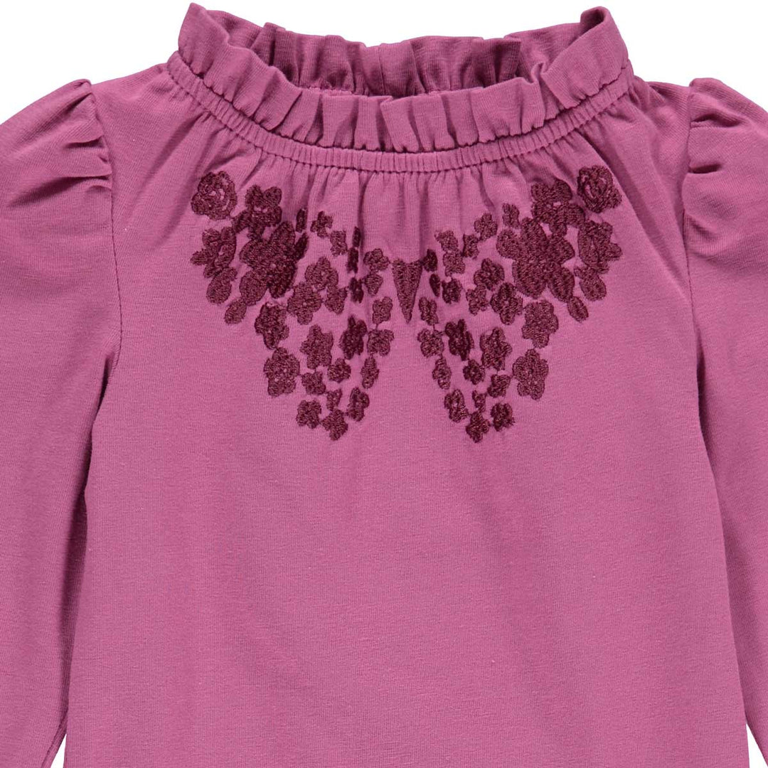 PETIT BLOSSOM body med puf ærmer og broderi