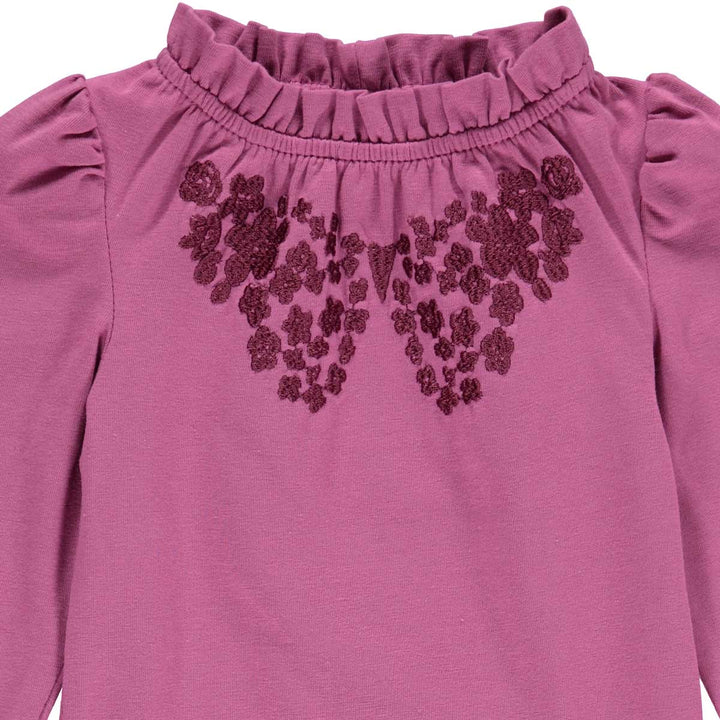 PETIT BLOSSOM body med puf ærmer og broderi
